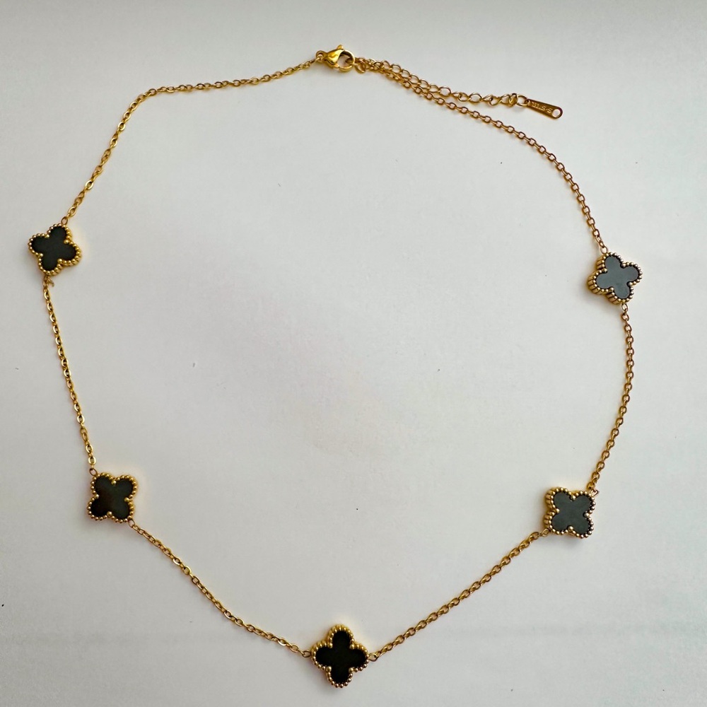 Gold+Black Clover Necklace